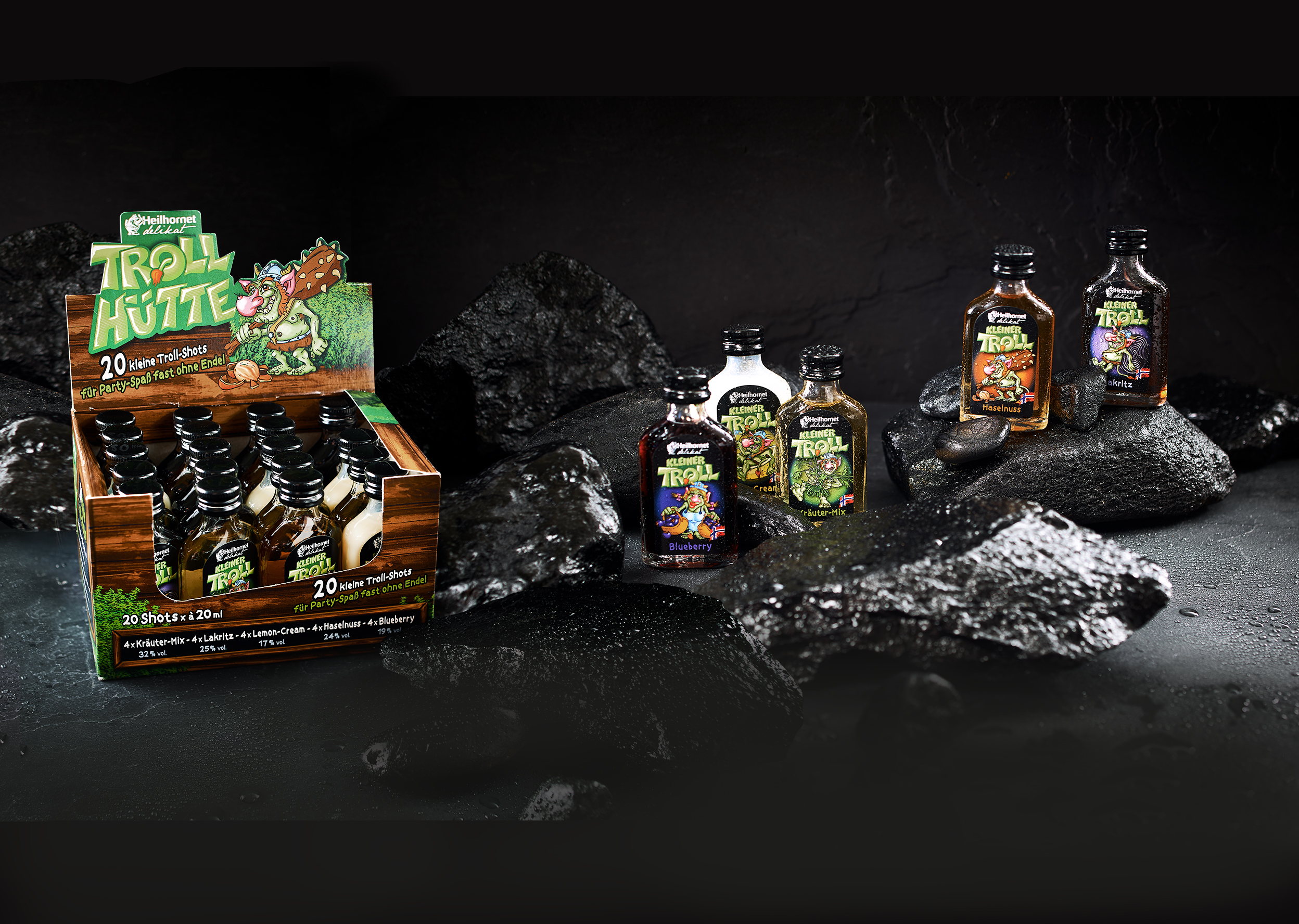 Troll-Hütte Troll Shots – Partyspaß mit 5 Geschmacksrichtungen